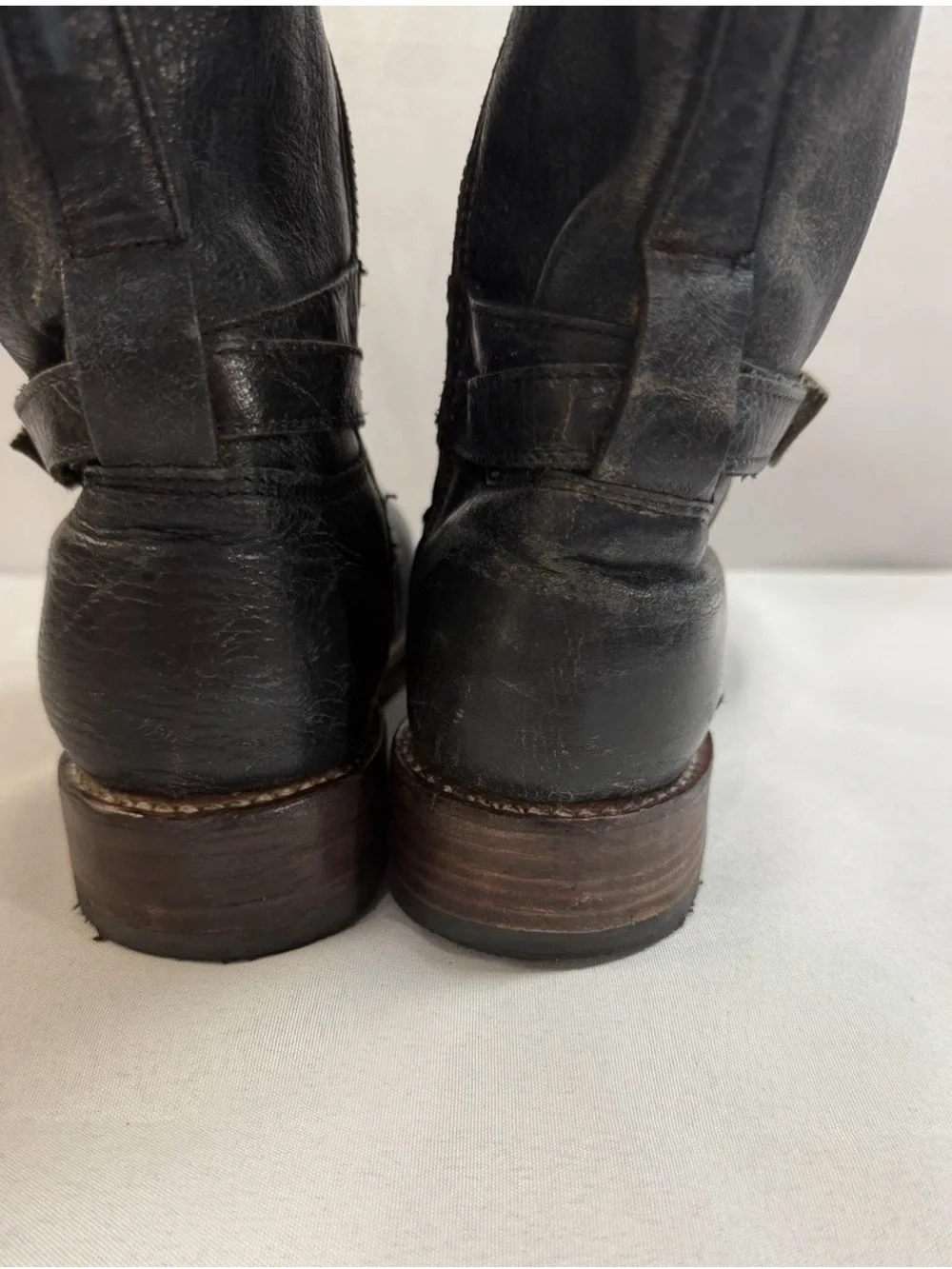 Bed Stu Rider Boots Women's Bench Made Distressed Side Zip Knee High Sz 7 EUC